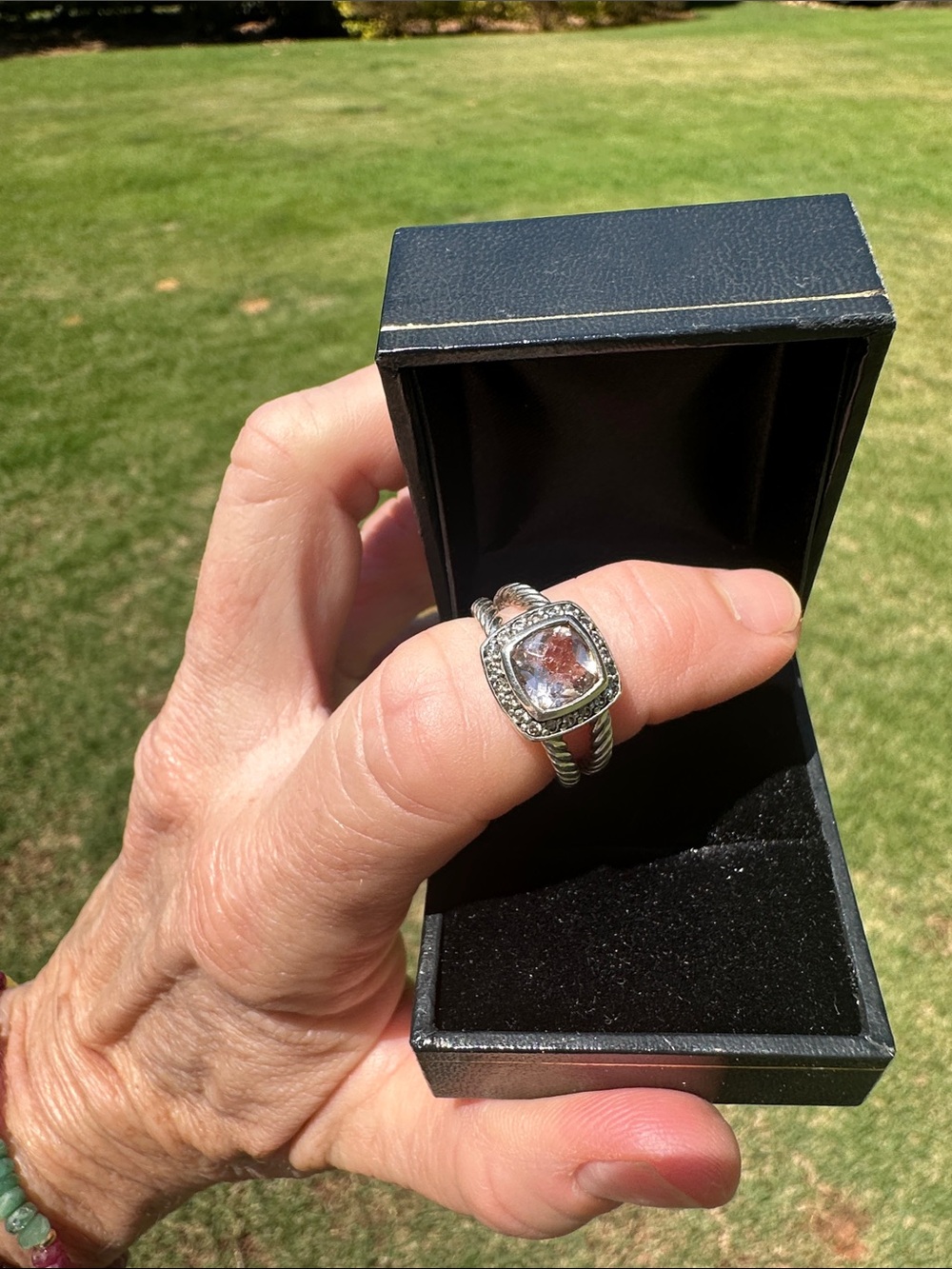 DAVID YURMAN MORGANITE&DIAMOND PETITE ALBION RING - Picture 4 of 5